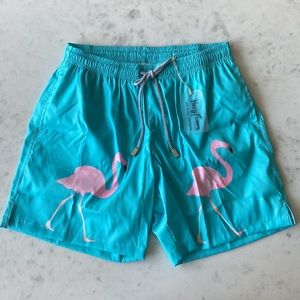 NWT Kenny Flowers Flamingo swimsuit / swim trunks for men. Honeymoon gift